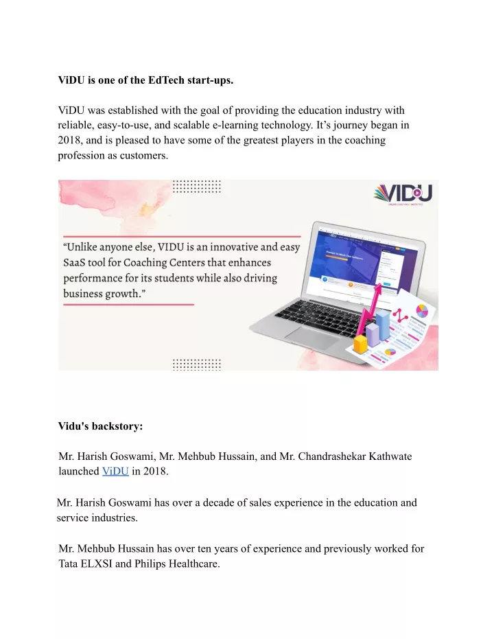 vidu is one of the edtech start ups