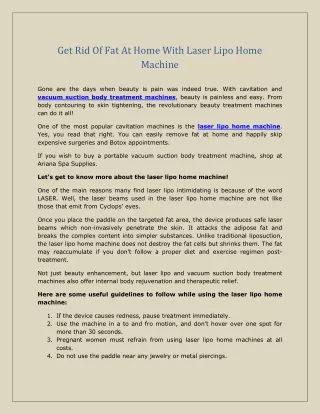 Get Rid Of Fat At Home With Laser Lipo Home Machine