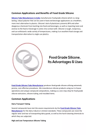 Common Applications Of Food Grade Silicone