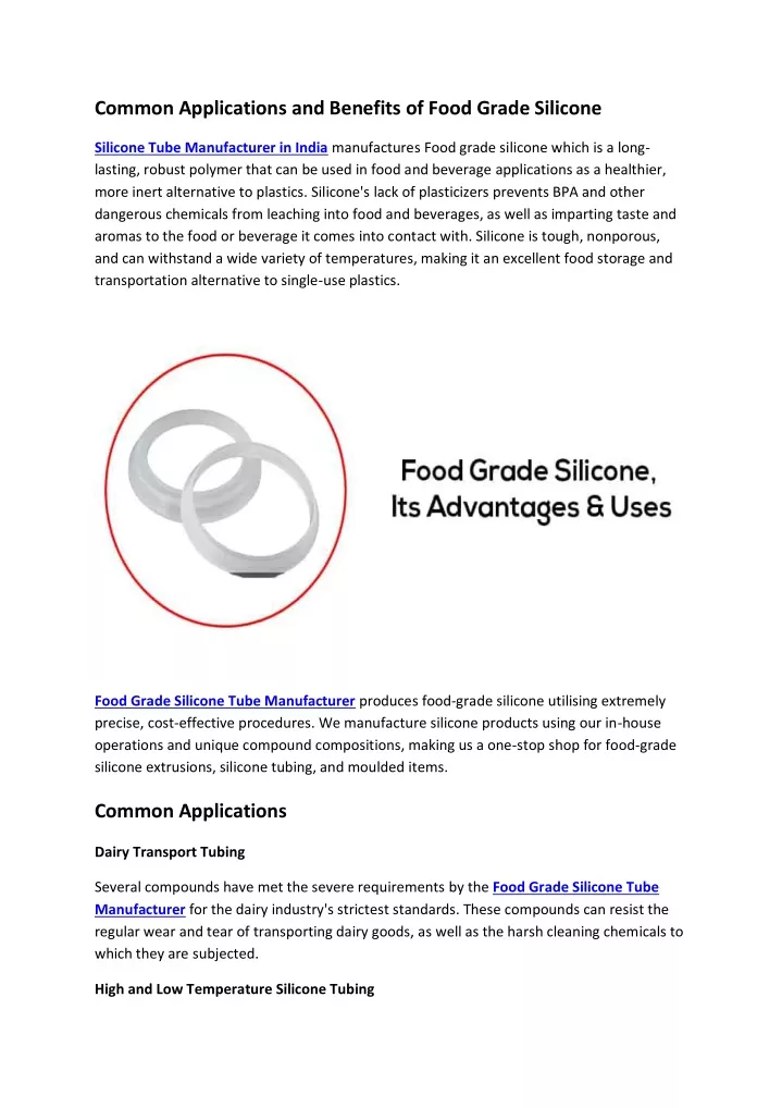 common applications and benefits of food grade