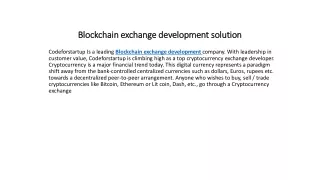 Blockchain exchange development solution