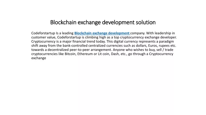 blockchain exchange development solution