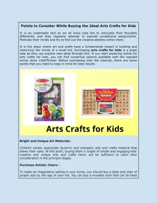 Buying the Ideal Arts Crafts for Kids