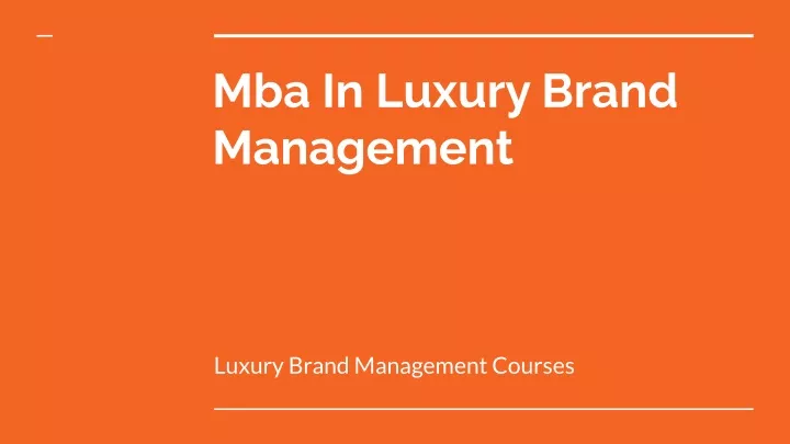 mba in luxury brand management