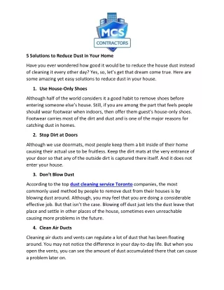 5 solutions to reduce dust in your home