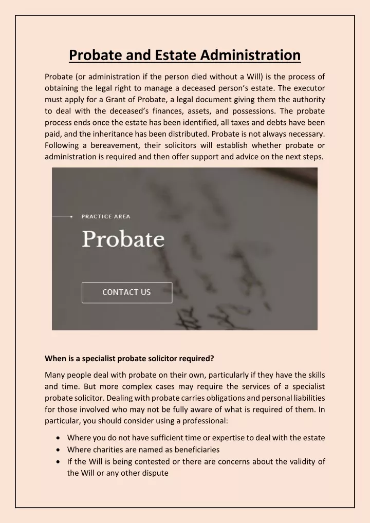 probate and estate administration
