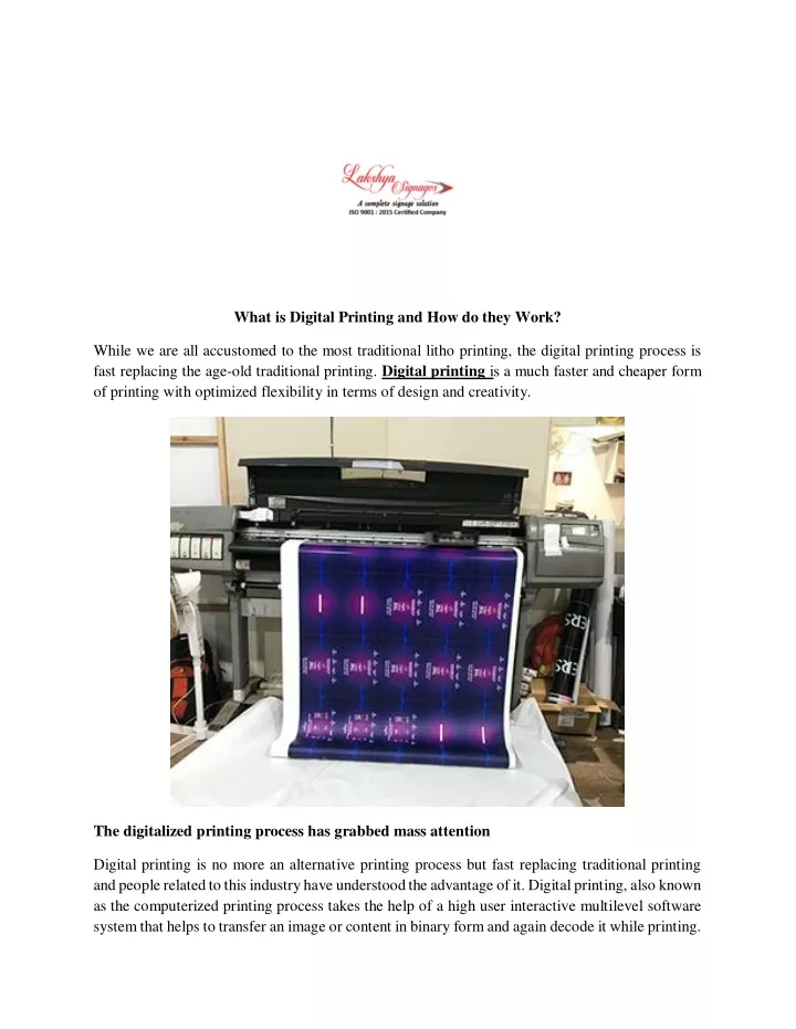 what is digital printing and how do they work