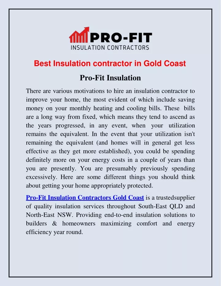 best insulation contractor in gold coast