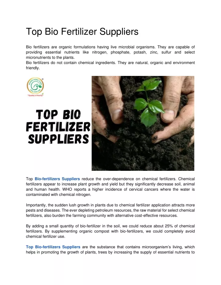 top bio fertilizer suppliers