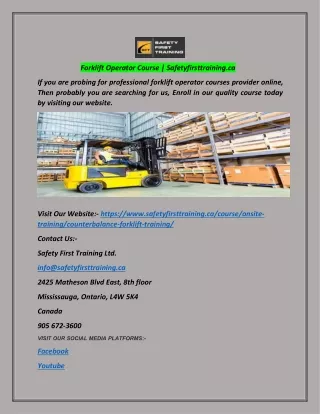 forklift operator course safetyfirsttraining ca