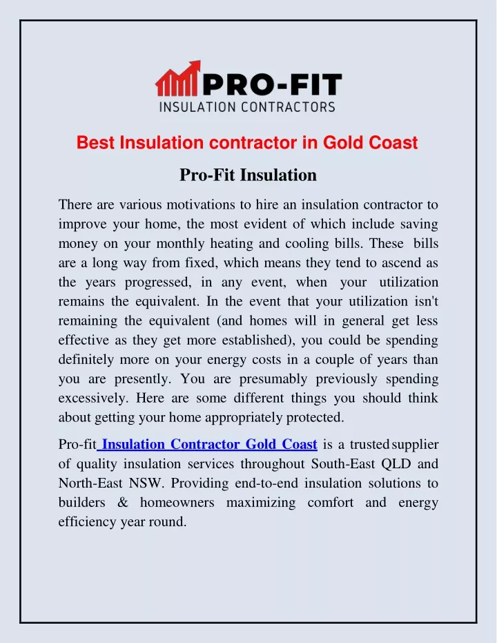 best insulation contractor in gold coast