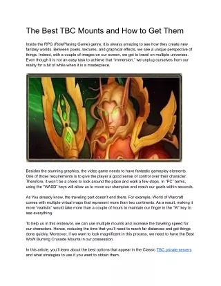 the best tbc mounts and how to get them