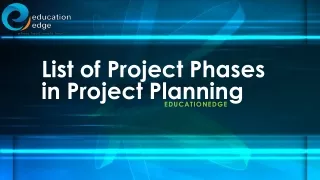 list of project phases in project planning