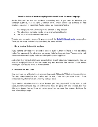 steps to follow when renting digital billboard