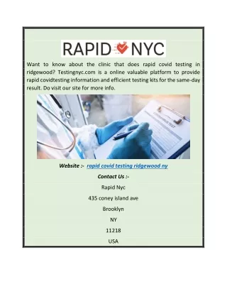 want to know about the clinic that does rapid