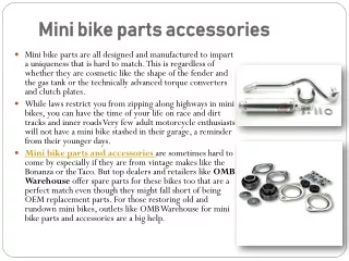 Mini bike parts accessories