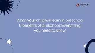 What your child will learn in preschool & benefits of preschool