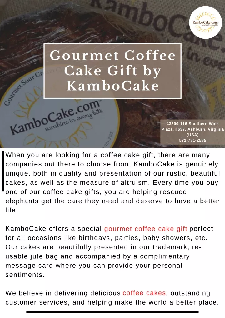 gourmet coffee cake gift by kambocake