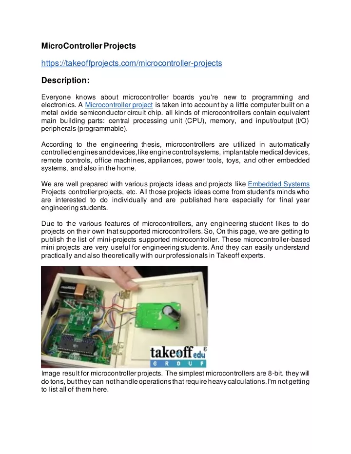 microcontroller projects https takeoffprojects