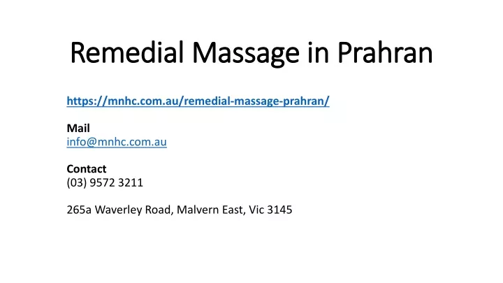 remedial massage in prahran