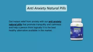 Anti Anxiety Natural Pills