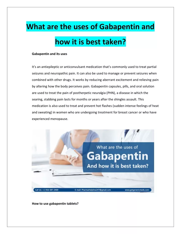 what are the uses of gabapentin and