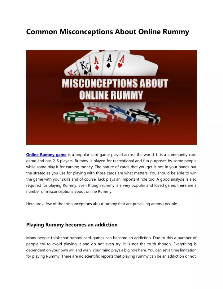 common misconceptions about online rummy