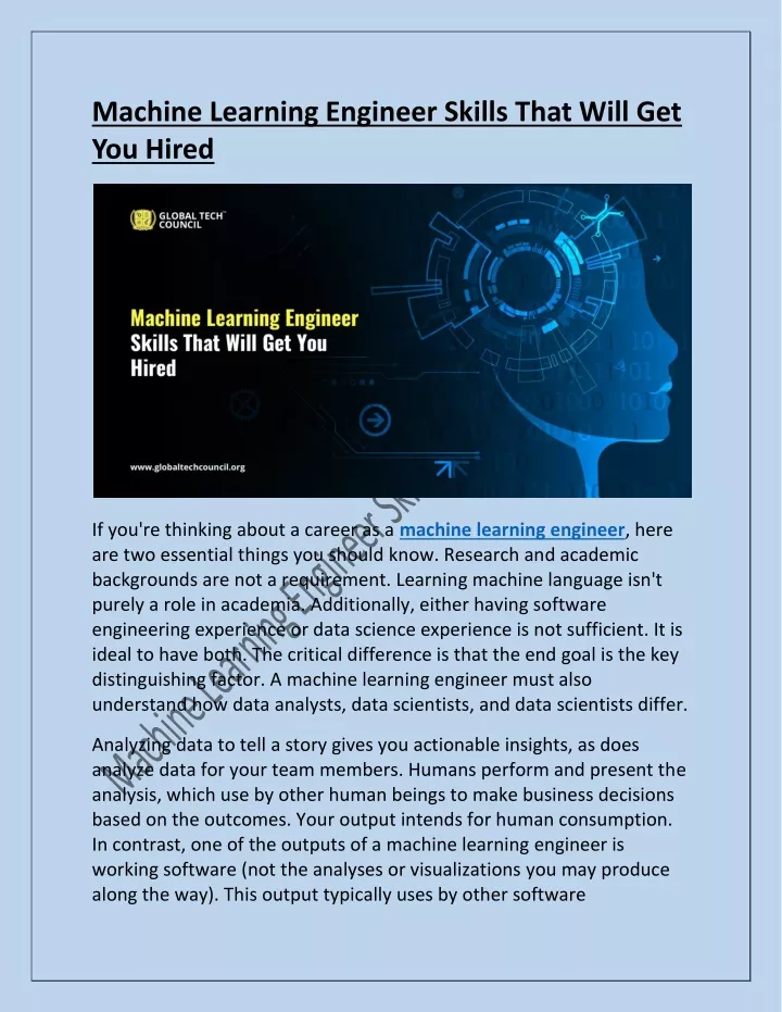 machine learning engineer skills that will