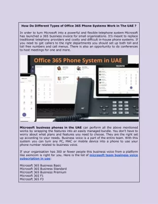 How Do Different Types of Office 365 Phone Systems Work in The UAE ?