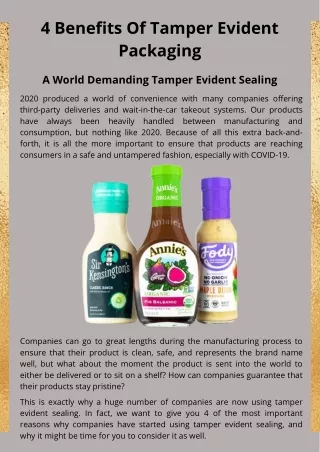 4 Benefits Of Tamper Evident Packaging