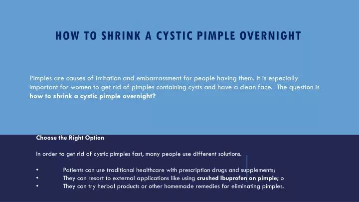 how to shrink a cystic pimple overnight