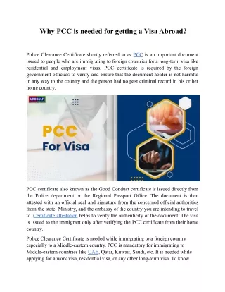 Why PCC is needed for getting a Visa Abroad