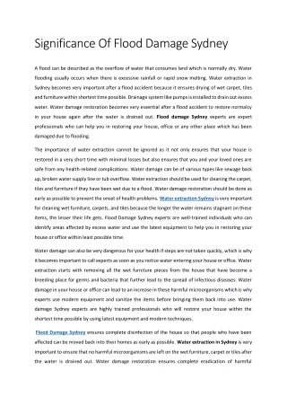 significance of flood damage sydney