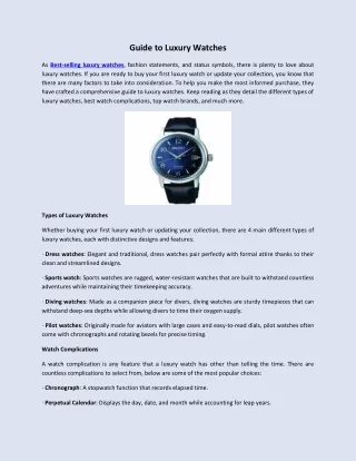 Guide to Luxury Watches