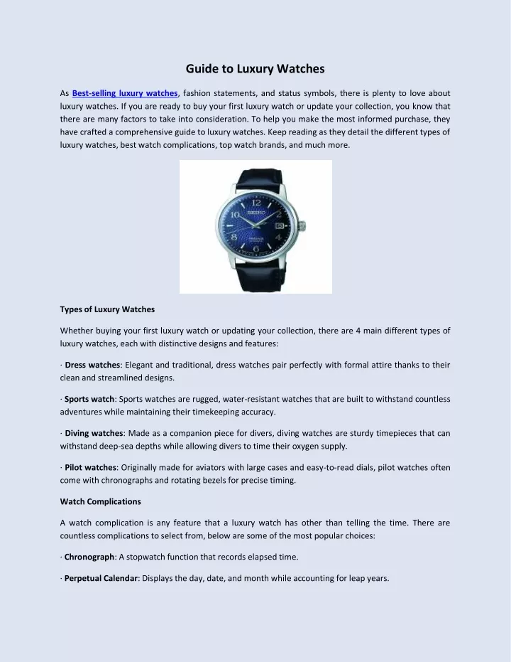 guide to luxury watches