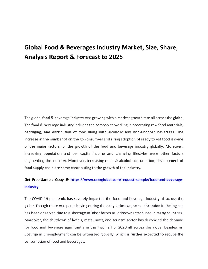global food beverages industry market size share
