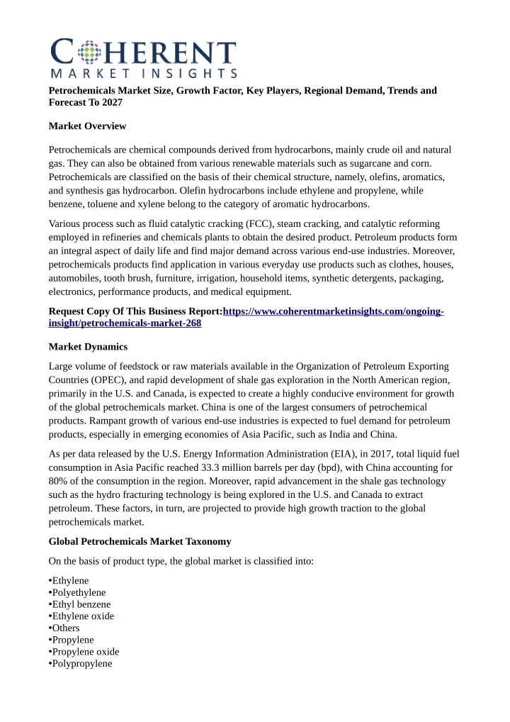 petrochemicals market size growth factor