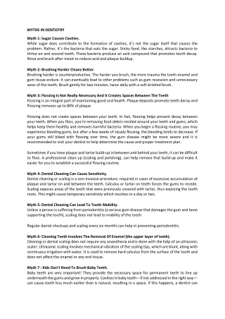MYTHS IN DENTISTRY