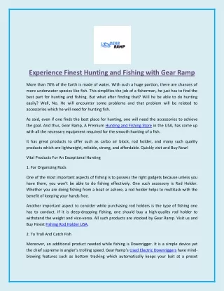 Experience Finest Hunting And Fishing With Gear Ramp