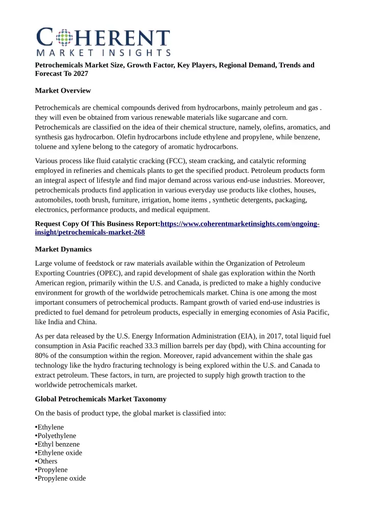 petrochemicals market size growth factor