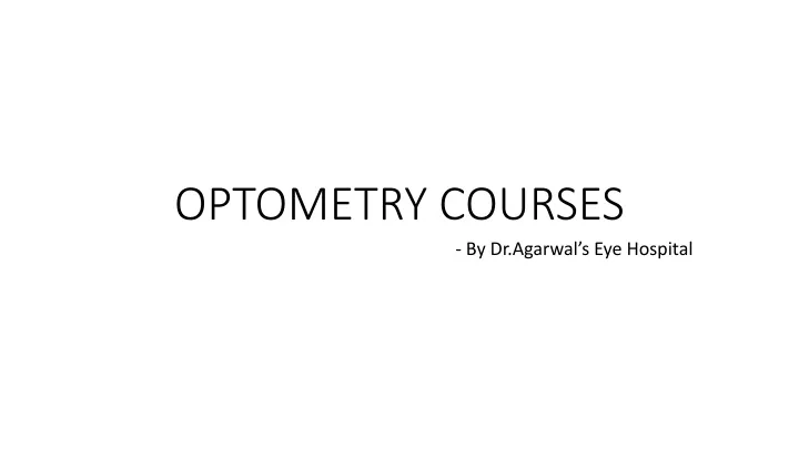 optometry courses