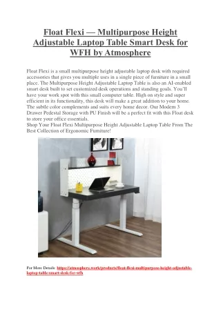 Float Flexi — Multipurpose Height Adjustable Laptop Table Smart Desk for WFH