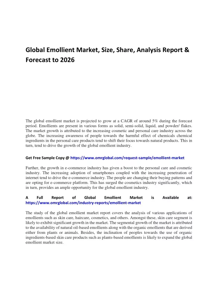 global emollient market size share analysis