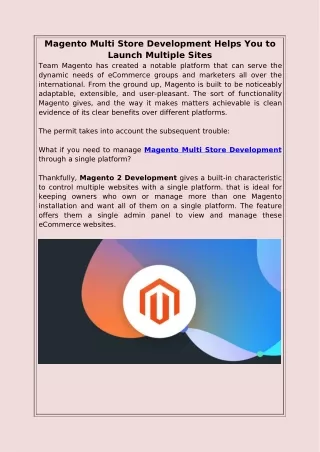 Magento Multi Store Development Helps You to Launch Multiple Sites