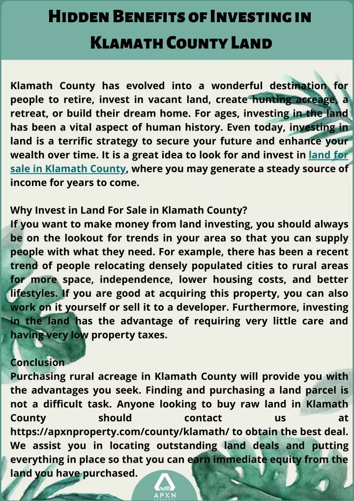 hidden benefits of investing in klamath county