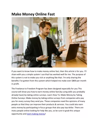 Make Money Online Fast