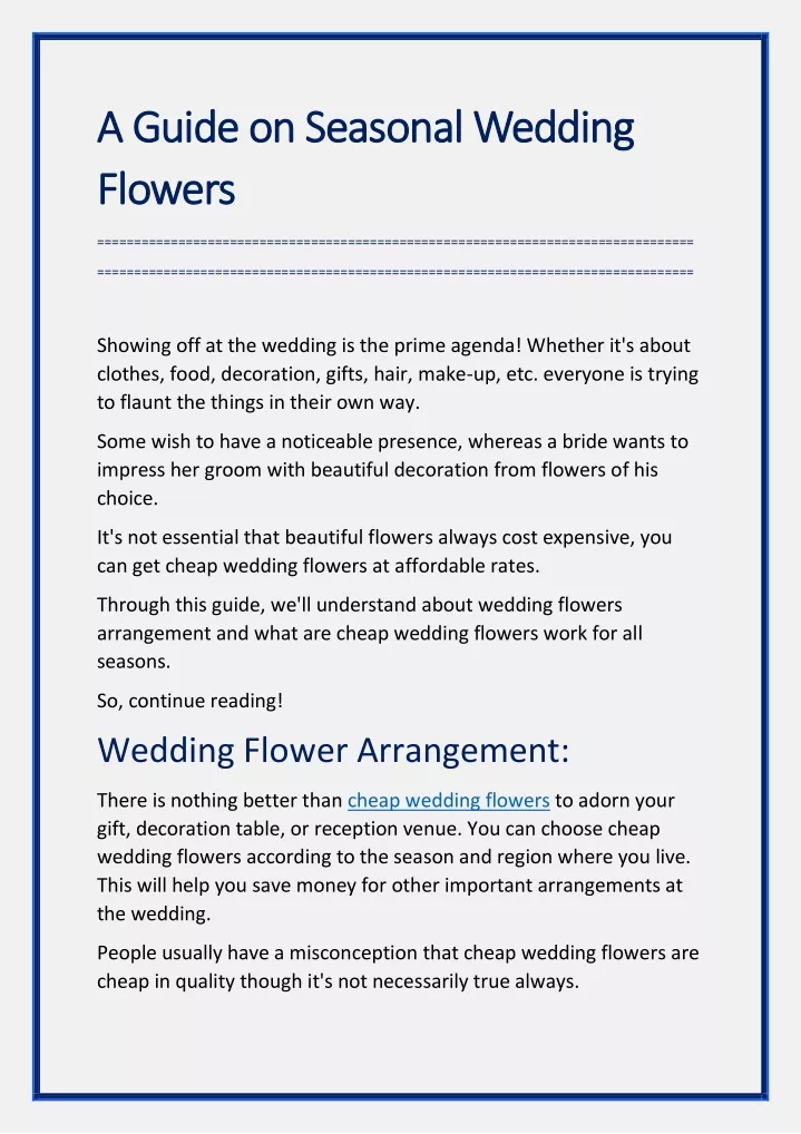 a guide on seasonal wedding a guide on seasonal