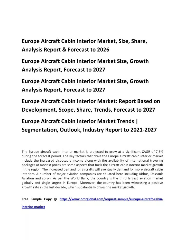 europe aircraft cabin interior market size share