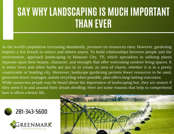 say why landscaping is much important than ever