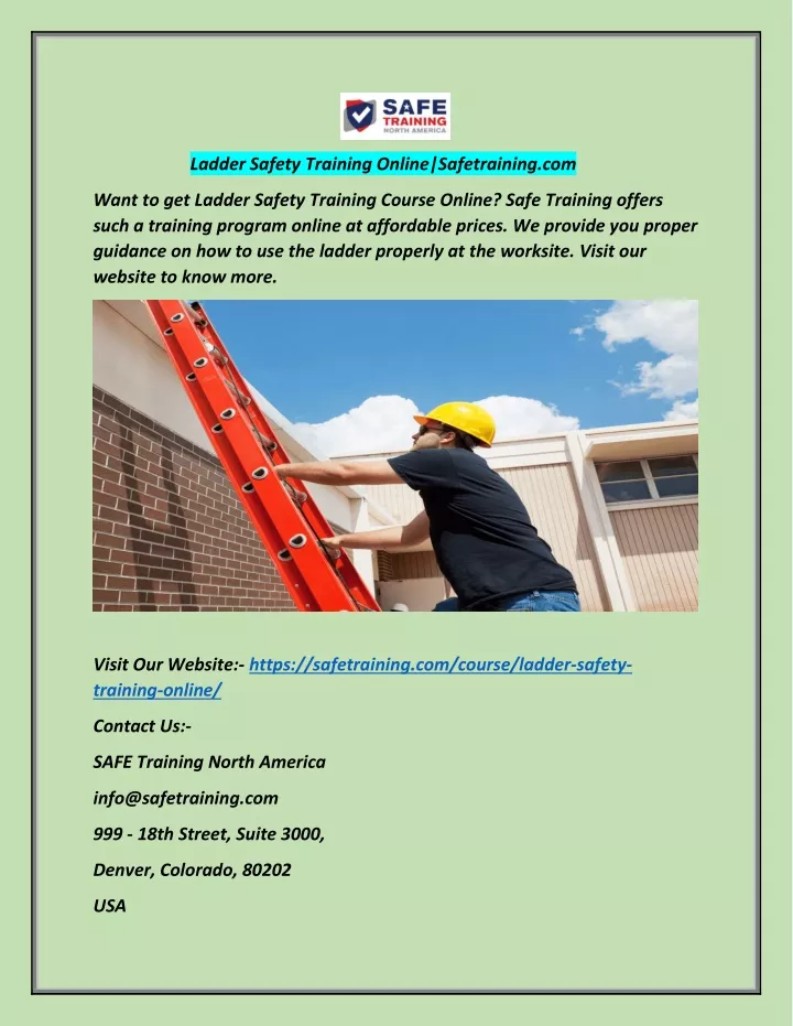 ladder safety training online safetraining com